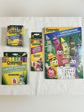 New! Crayola Retired Colors Crayons Markers Colored Pencils Coloring Book Lot